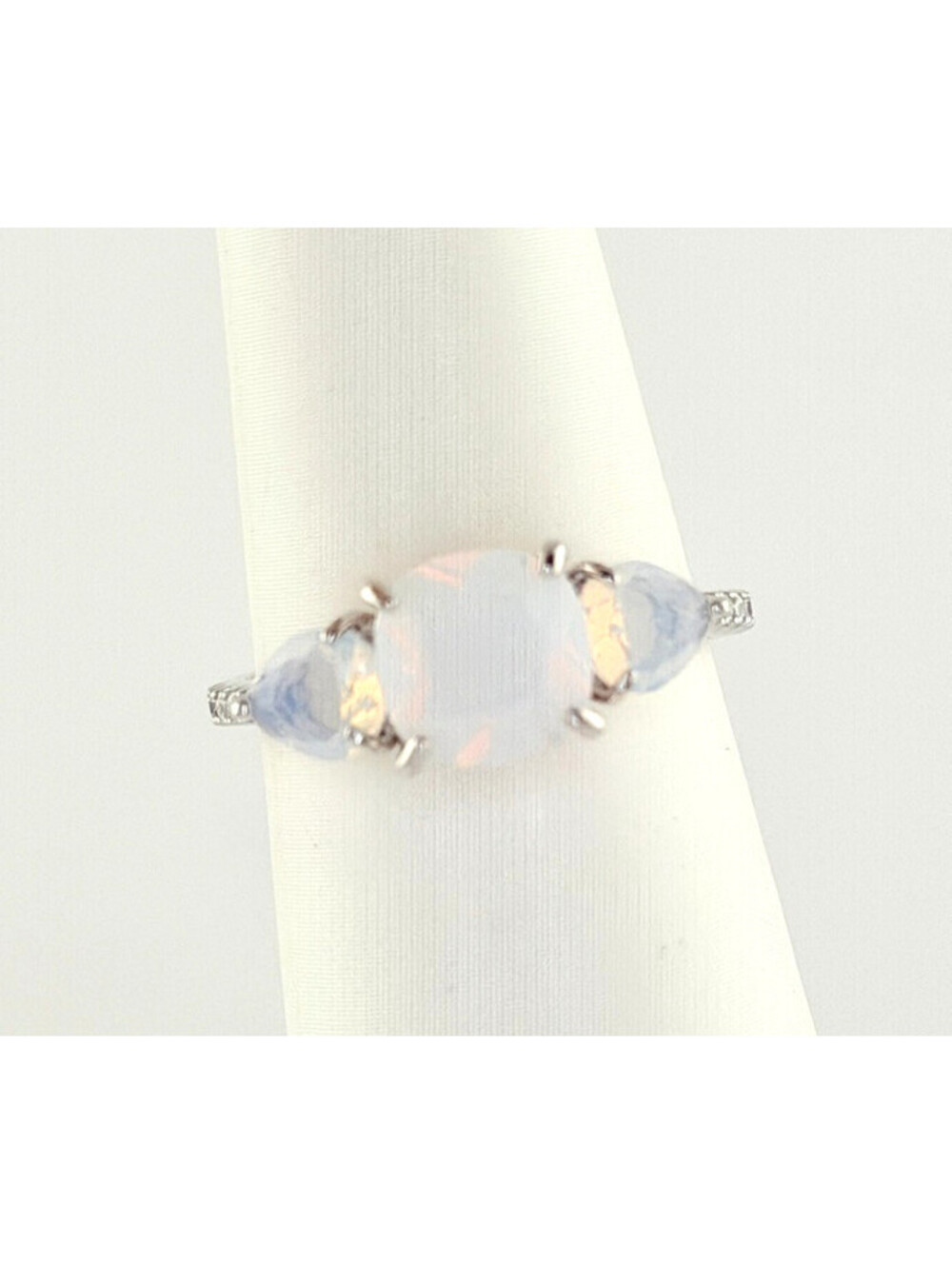 Bomb Party Sz 8 "Dazzling Reputation" Moonstone on Rhodium RBP2139 RETRO